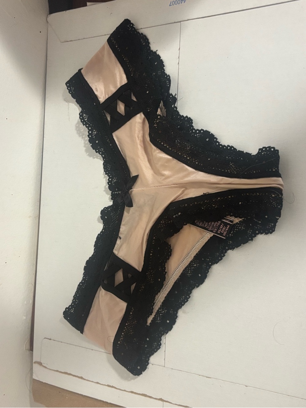 Victoria's Secret Nude and Black Lace Bikini Panty